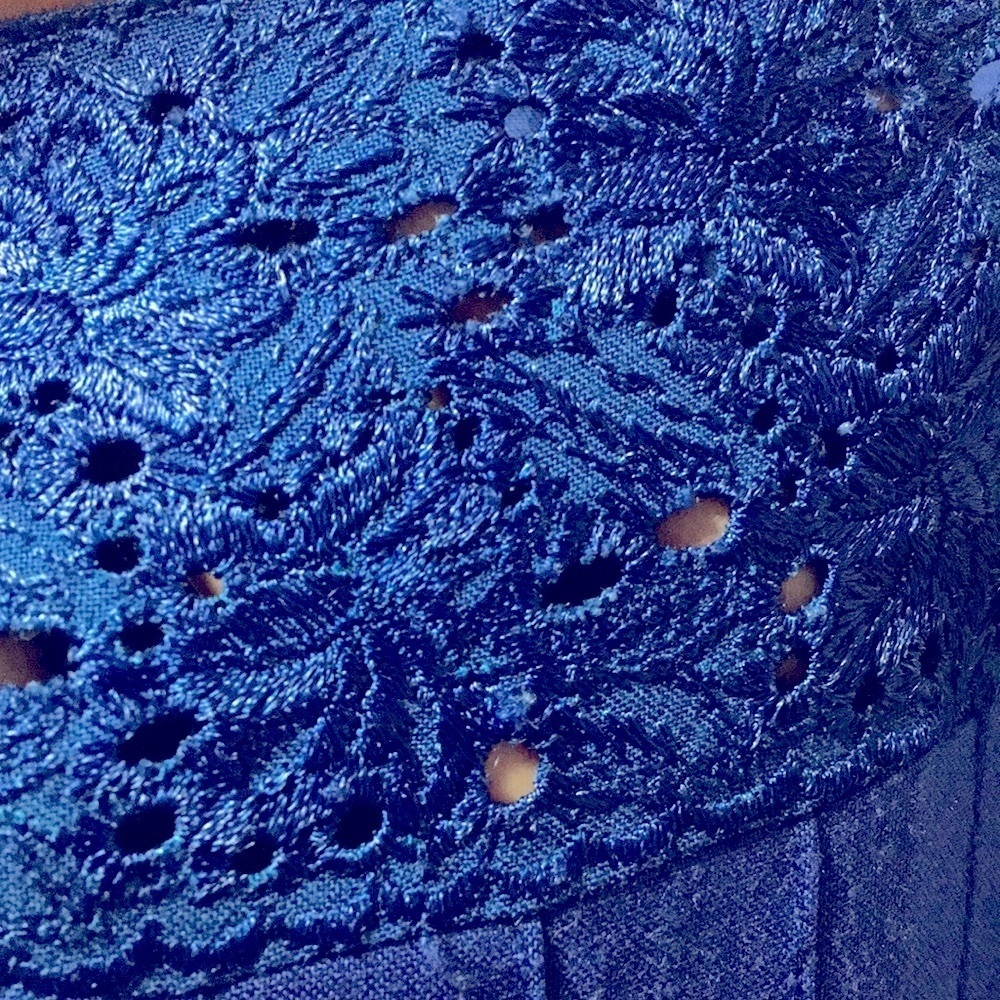 Vintage 80s Royal Blue Prairie Dress Modest Long Sleeve Size 12 Woman’s Large XL - Picture 6 of 17